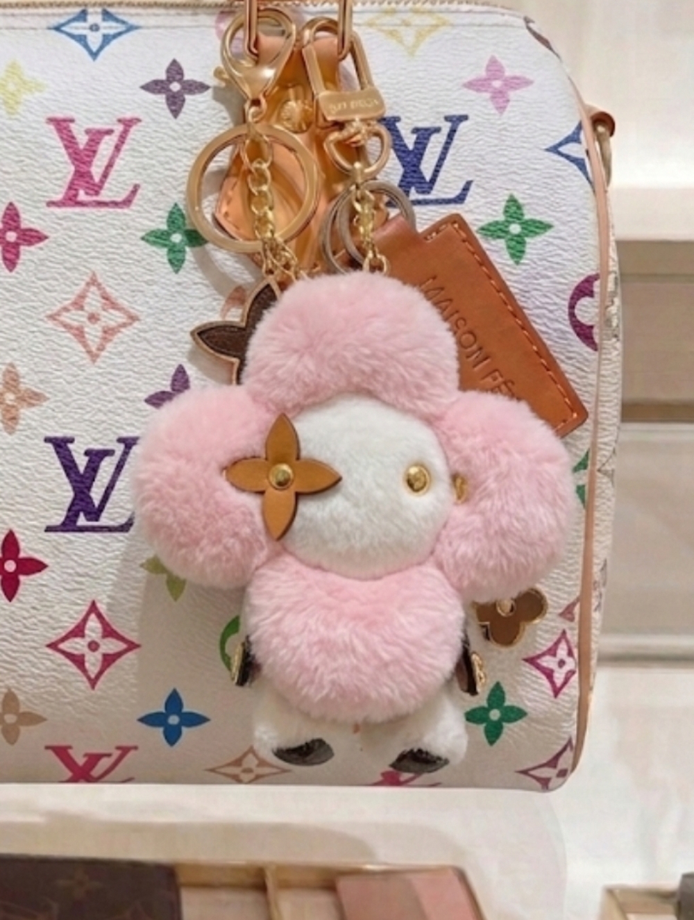 Monogram Bag Plushy Keychain Charm PINK FACE 🩷